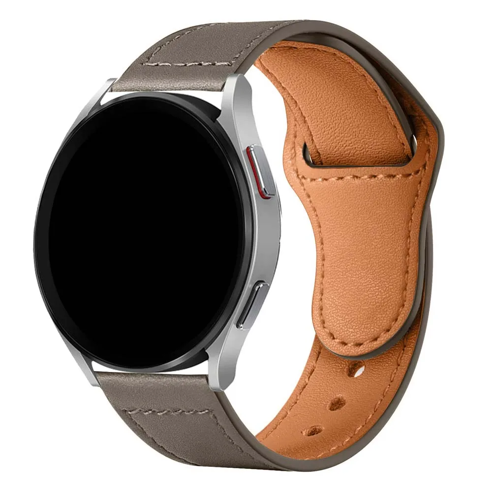 Ремешок для Galaxy Watch 5 band 40 мм 44 мм 45 мм 20 мм, кожаный браслет для Samsung Active 2 для женщин и мужчин