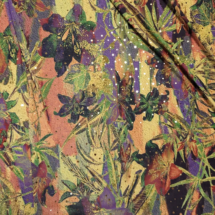 Korea self-developed design flowers with twinkle polyester cotton silk every fabric for dress clothes home textile beautiful