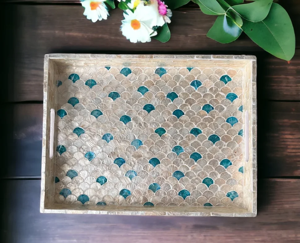 Wholesaler High end quality best selling set of special newest designed MOP serving Tray from Vietnam