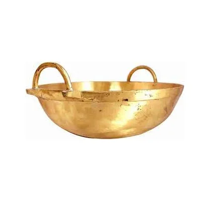 Pure Brass Kadai for Deep Frying Cooking Utensils Healthy Benefits Brass Handmade Design Food Warmer For Table Top Serving Usage