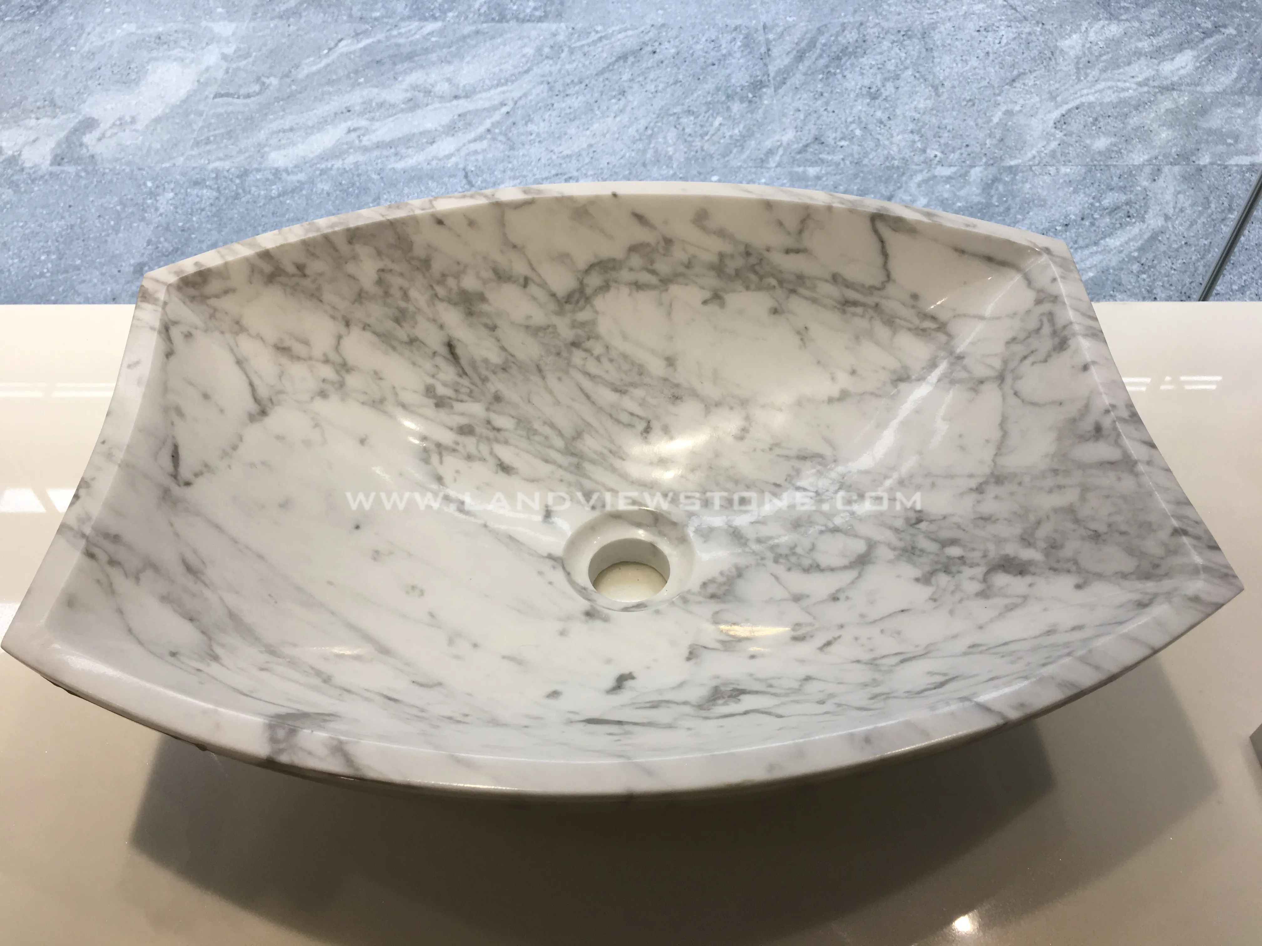 Оптовая продажа раковина из натурального камня Cararra белого мрамора