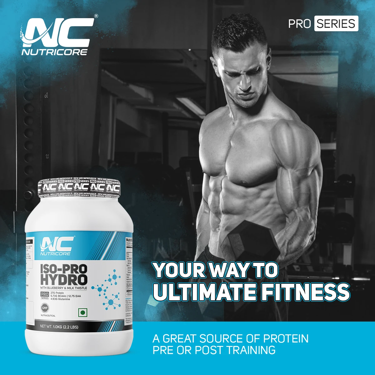 Iso-Pro Hydro Whey Protein Isolate Flavored Powder with Blueberry, Milk Thistle and Strawberry Extract
