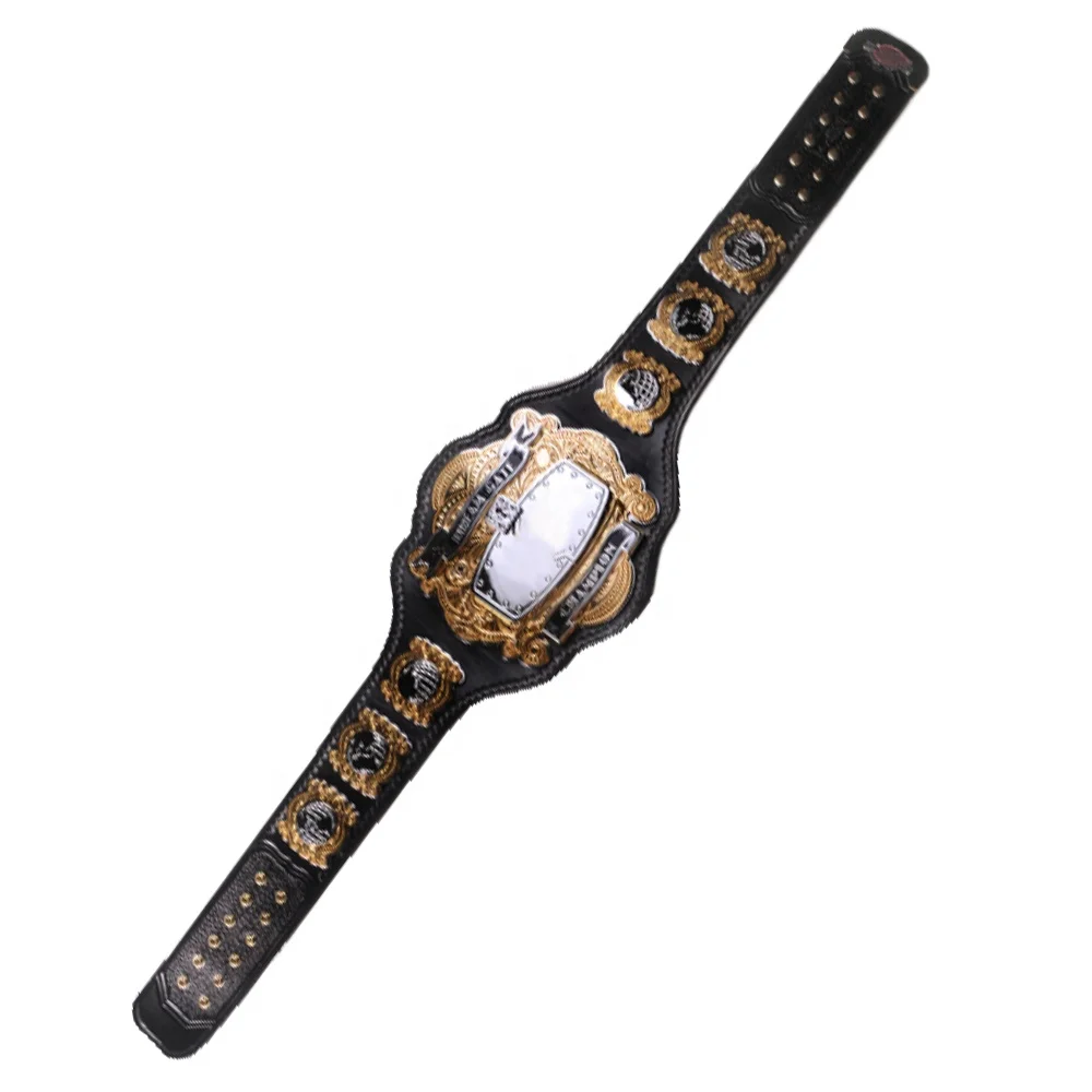 World Heavy weight Wrestling Championship Belt Custom OEM Logo Brass And Zinc Plates Genuine Leather Strap