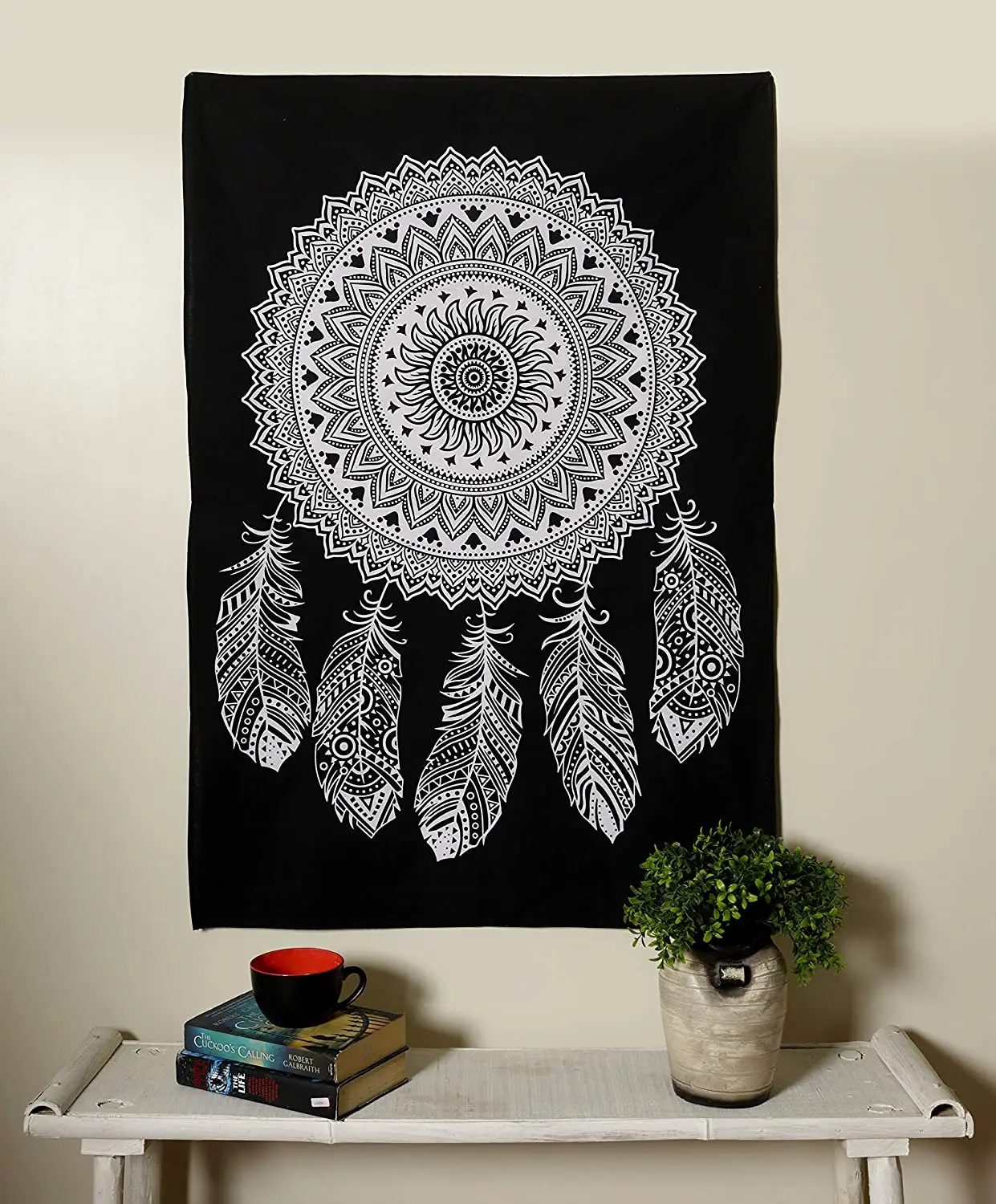 Mandala Tapestry Dream Catcher Black And White Ombre Cotton Bohemian Hippie Wall Hanging Art Bedspread Bedding Tapestries Ethnic