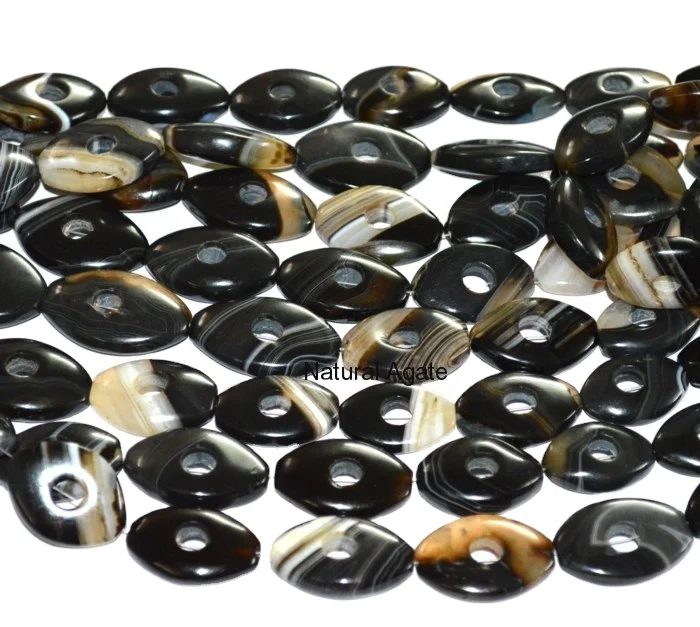 Buy Online Agate Beads From Natural Black Onyx Semi-Precious Stone Crafts Eye String for Healing and Fashion Spiritual