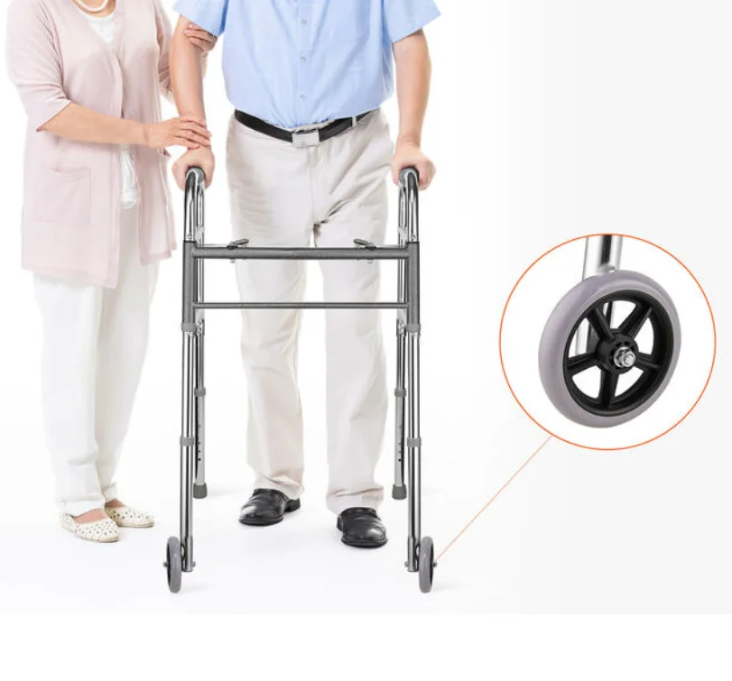 ONE BUTTON FOLDING WALKER WITH WHEELS FOR ADULT CE( ELDERLY walker,walking aid)