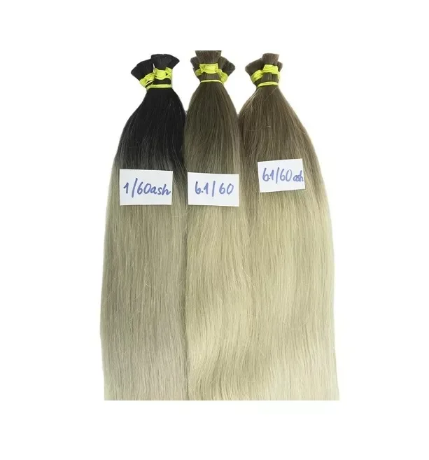 Premium Bulk hair genius weft super double drawn best sellers in Vietnamhair light blonde color hair extensions straight pattern