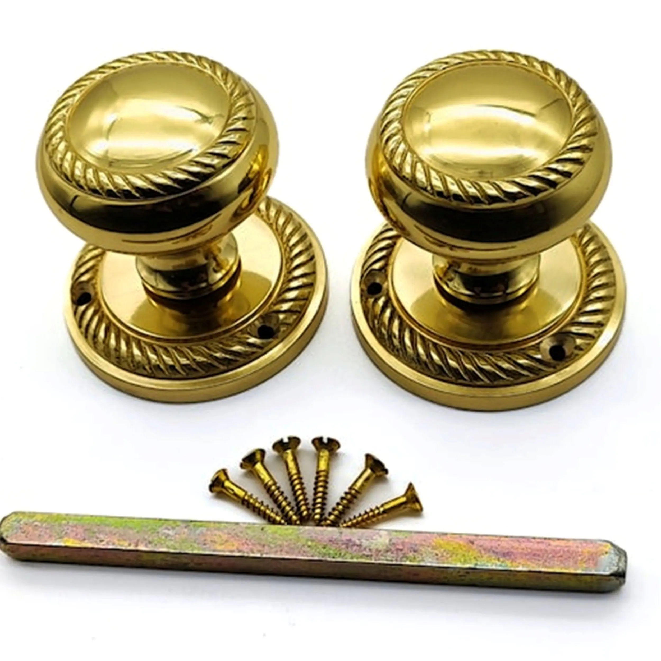 Buy Polished Brass Georgian Roped Edge Interior  Top Selling Luxury Wood Resin Metal Door Knob Handle Pack 4 Wooden Cupboard