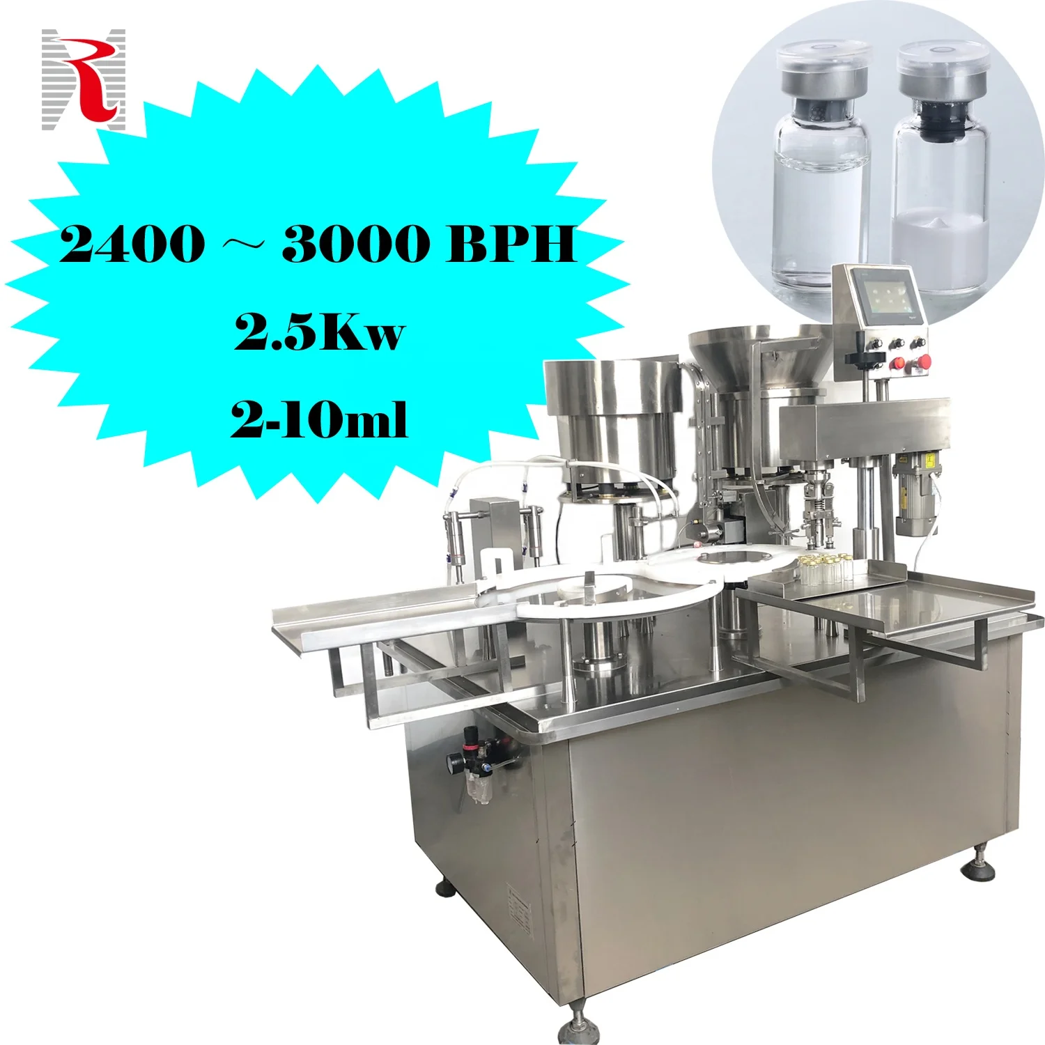Automatic Small Round Bottle Shampoo Medical Vial Pharmaceutic Liquid Linear Filling Capping Machine