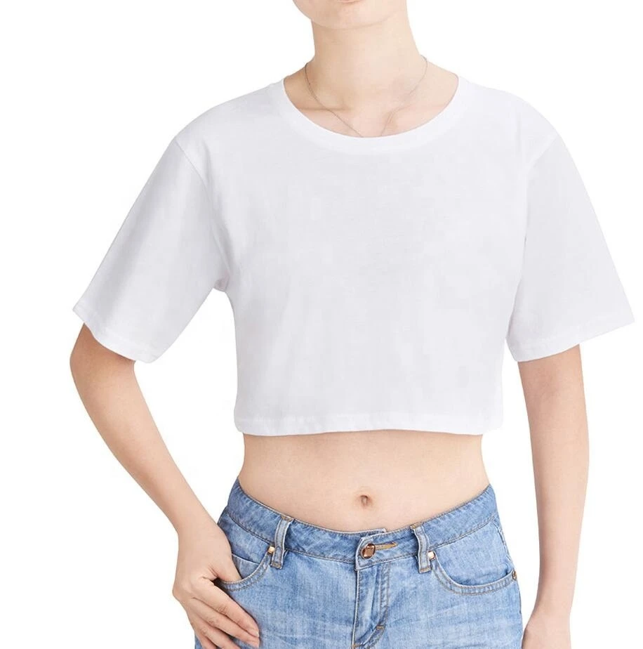 100% Cotton Custom Embroidered Crop Tops Streetwear Short Sleeve T-shirt Women Loose Fit Crop Top t Shirt Yoga Gym T-shirts Tees
