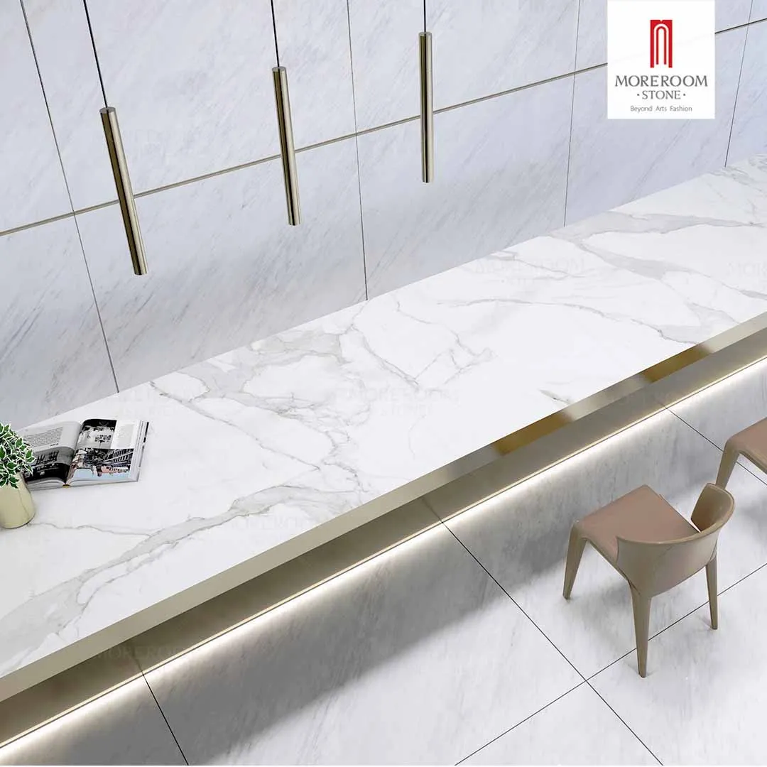 Manufacturing Sintered Stone Calacatta Supremo White Marble Wall Flooring Countertop Stairs