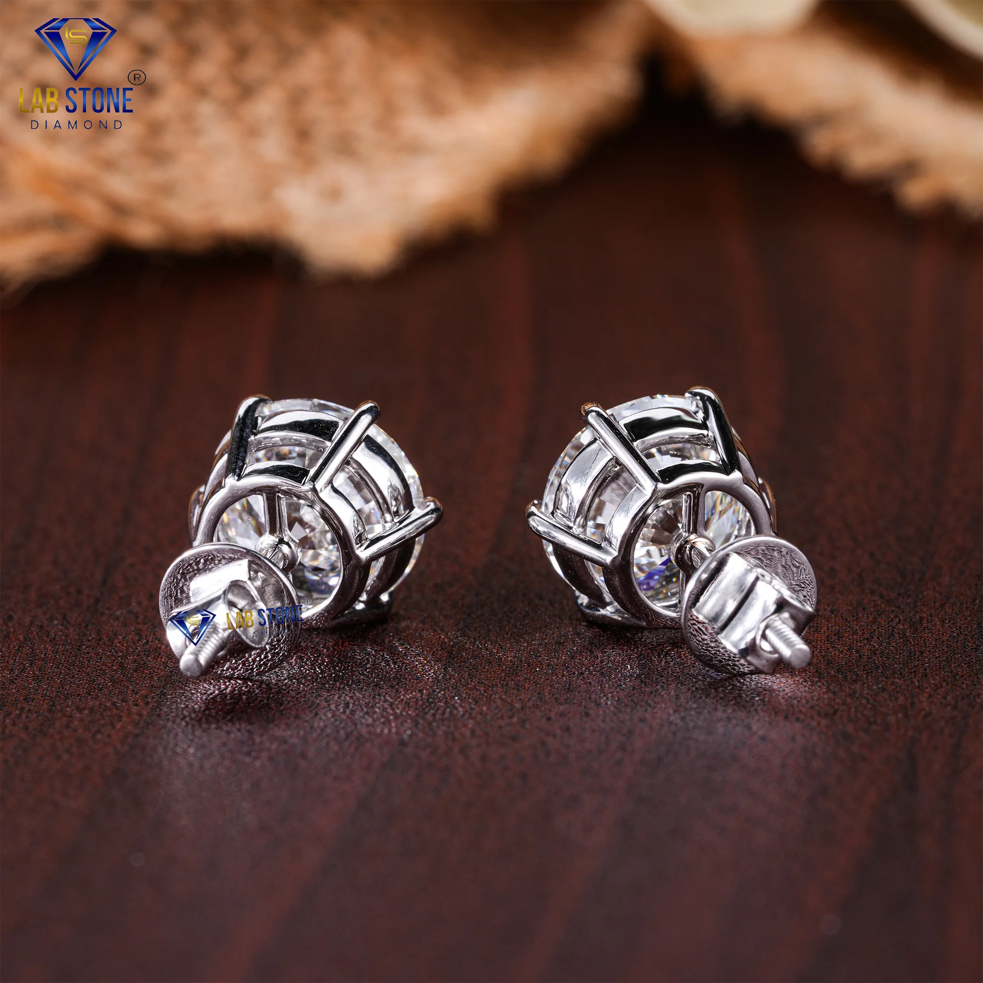 2.38 TDW Round Cut Diamond White Gold Earring by Labstone / Where Beauty Resides / EF-VS Colour
