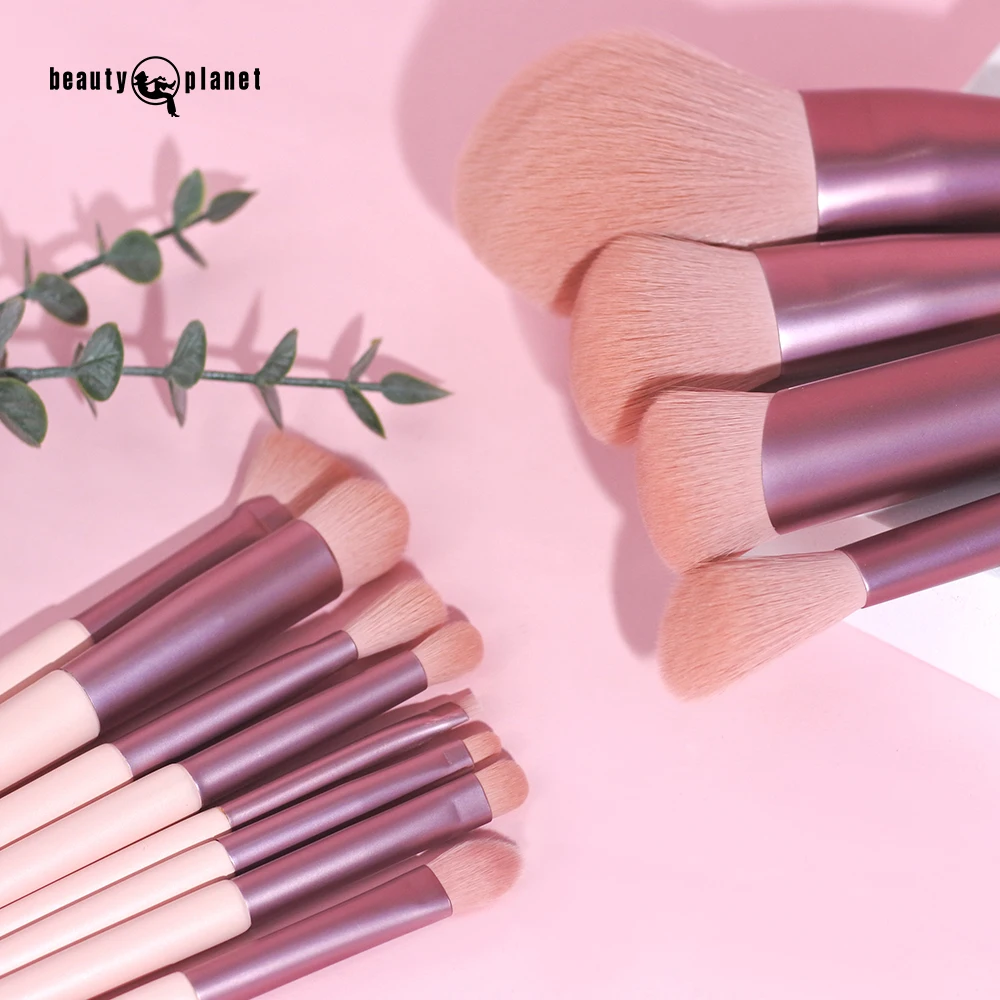 Beauty Planet 12Piece Pink Makeup Brush Set With Bag Private Label Professional Eyeshadow High Quality Pink Makeup Brush Set