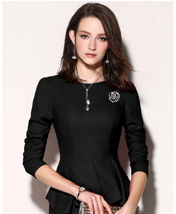 Top Quality Customized Waist Line Office Lady New Collection O Neck Modern Luxury Plus Size Women Dress
