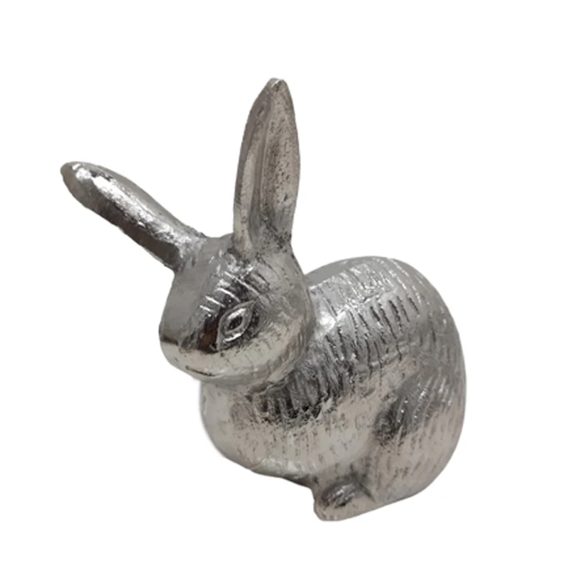 Antique Decorative Sitting Rabbit Aluminum Rough Nickel Color For Home Decoration Table Decoration Handmade