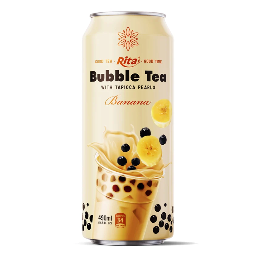 Free Sample High Quality Good Taste Bubble Tea with Tapioca Pearls With 490ml Canned Peach Flavor