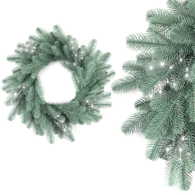 New Design  2024 ARTIFICIAL CHRISTMAS WREATH SILVER SPRUCE PE CRISTAL 50 CM