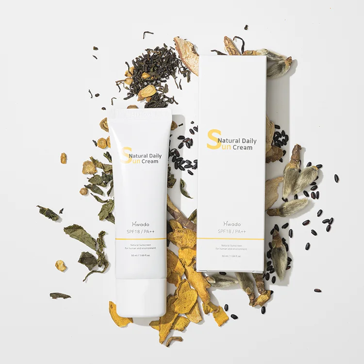 HWADO COSMETIC Natural Daily Suncream Slow Cosmetic 100% Natural Tea Ingredient BHC-S SPF18++ 95% UV Protection Korean Beauty