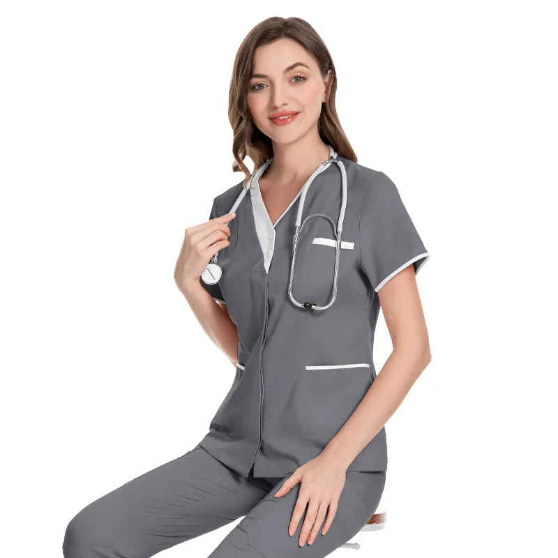 Joint Color design unisex Hospital staff work sets men nurse scrubs uniforms  for women top coat