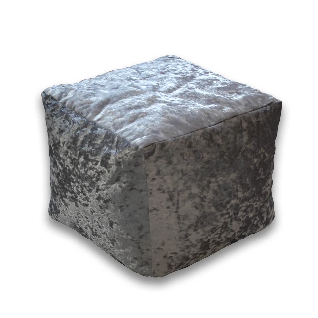 Soft Crushed velvet piping bean cube square Bean Bag