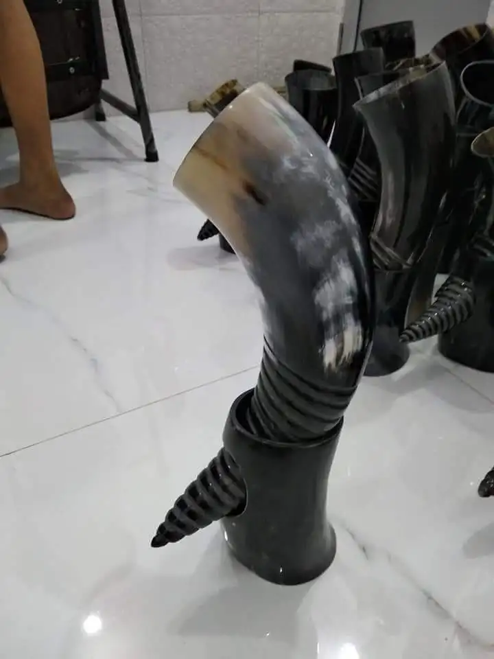 Best Quality Of Viking Drinking Horn Food Safe Genuine Ox Horn Viking Drinking Horn With Stand