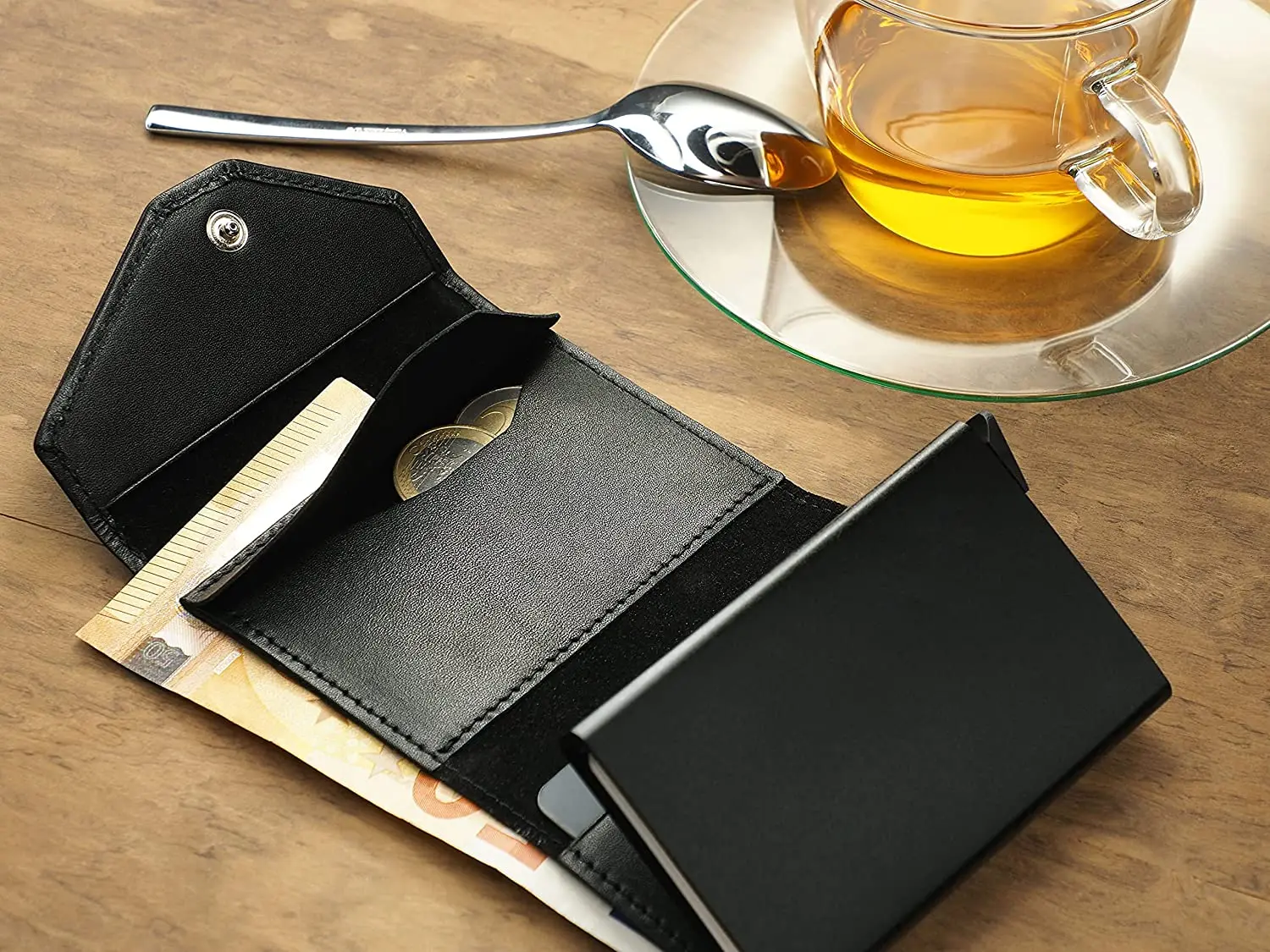 2022 Slim Wallet with Coin Compartment Pop Up Aluminum Card Holder RFID Protection Smart Wallet