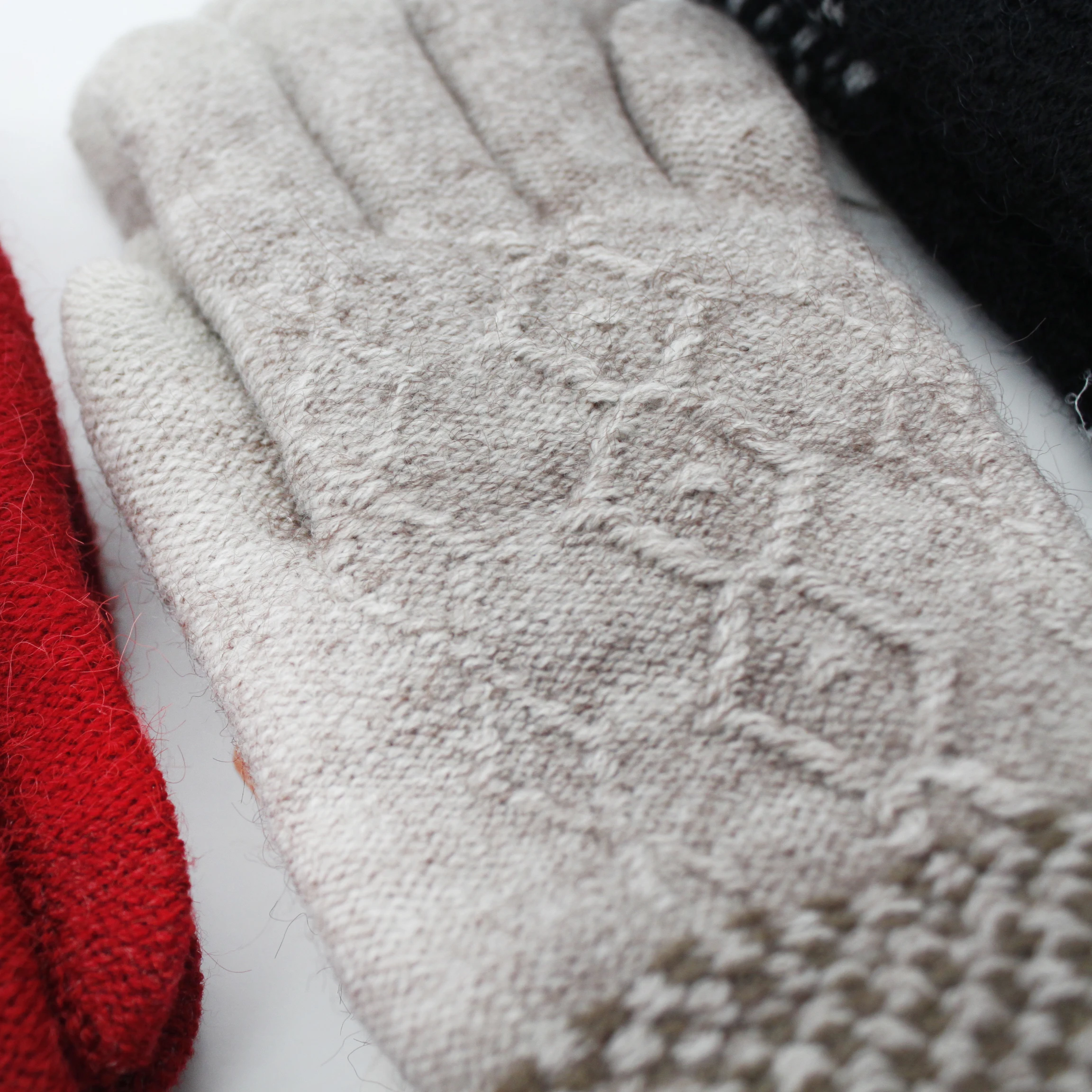 Cable Knitted Touch Screen Winger Warm High  Guality Double Layer Gloves