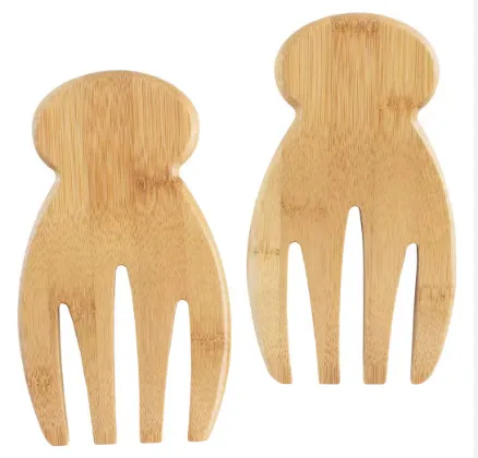 Personalized Salad Server Set Custom Bamboo Salad Server International Bamboo Wood Salad Hands With Knob Handles 2023