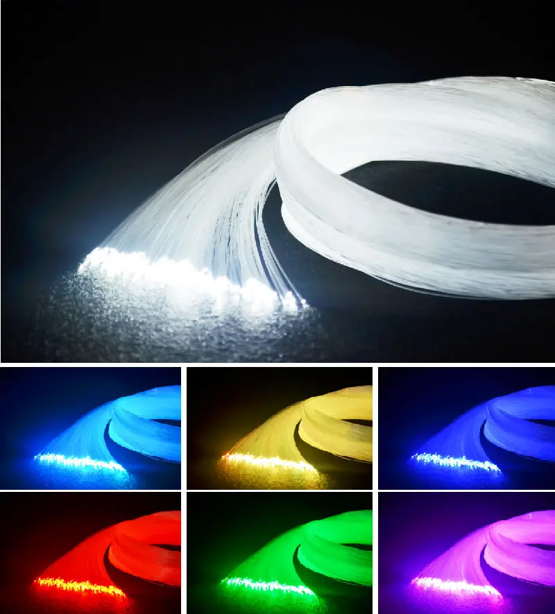 0.75 mm Bright Fiber Optical Cable Long Rage Modern Design 7 Color Changing Light Bulb For Holiday Celebration Lighting Cable