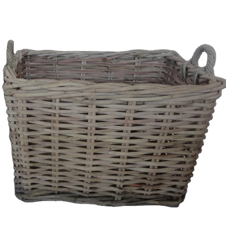 Set of 2 Classic Grey Rattan Baskets Affordable Price