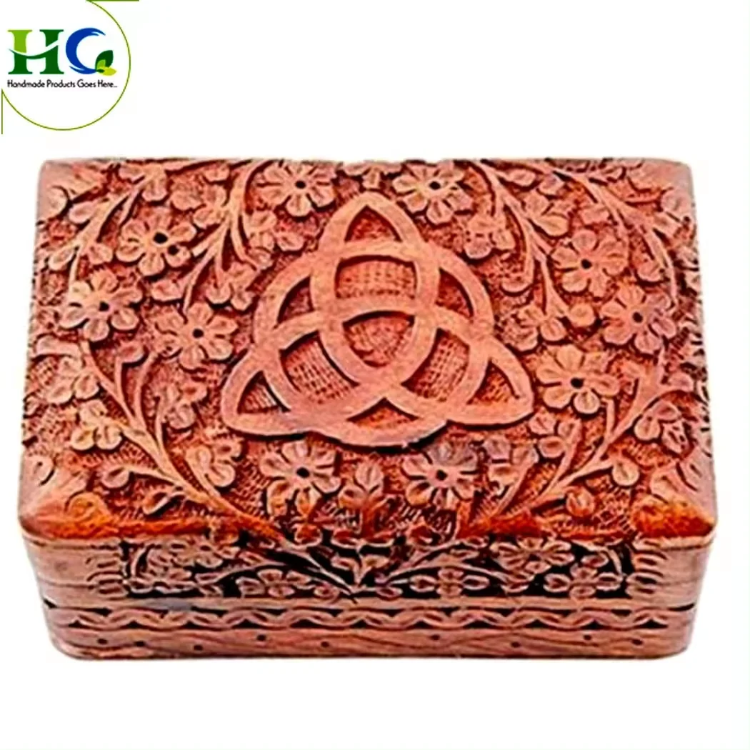 Hot Sell 2024 Wooden Jewelry Gift Box with Hand Carved Traditional Designed Wooden Box For Sale By Indian Exporters
