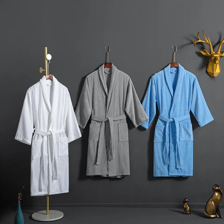 oem custom logo design with absorbent and quick-drying long bathrobe for men and women and hotel nightgown hotel bathrobe