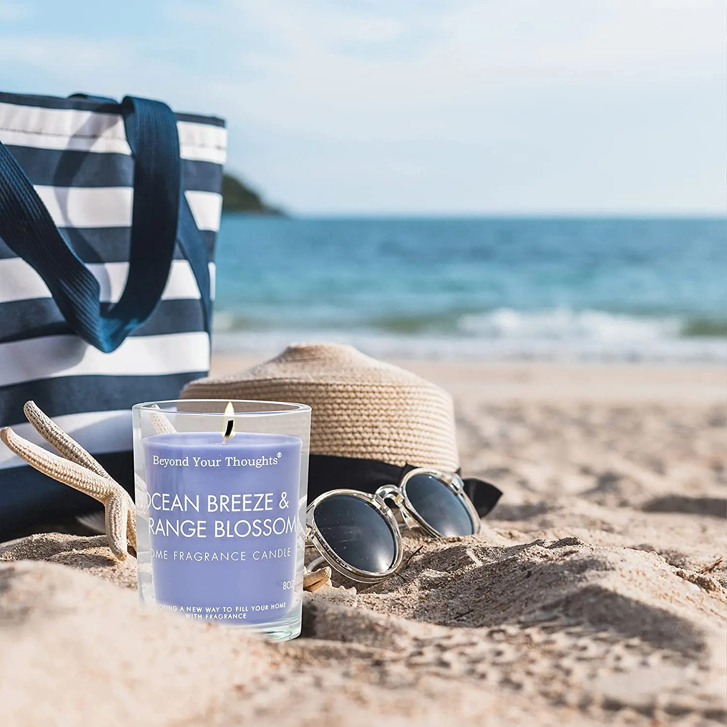 wholesale 8oz 50 Hours Burn Time Ocean Orange Blossom Vanilla Jasmine Pear Ginger Woody Notes Musk luxury scented candles