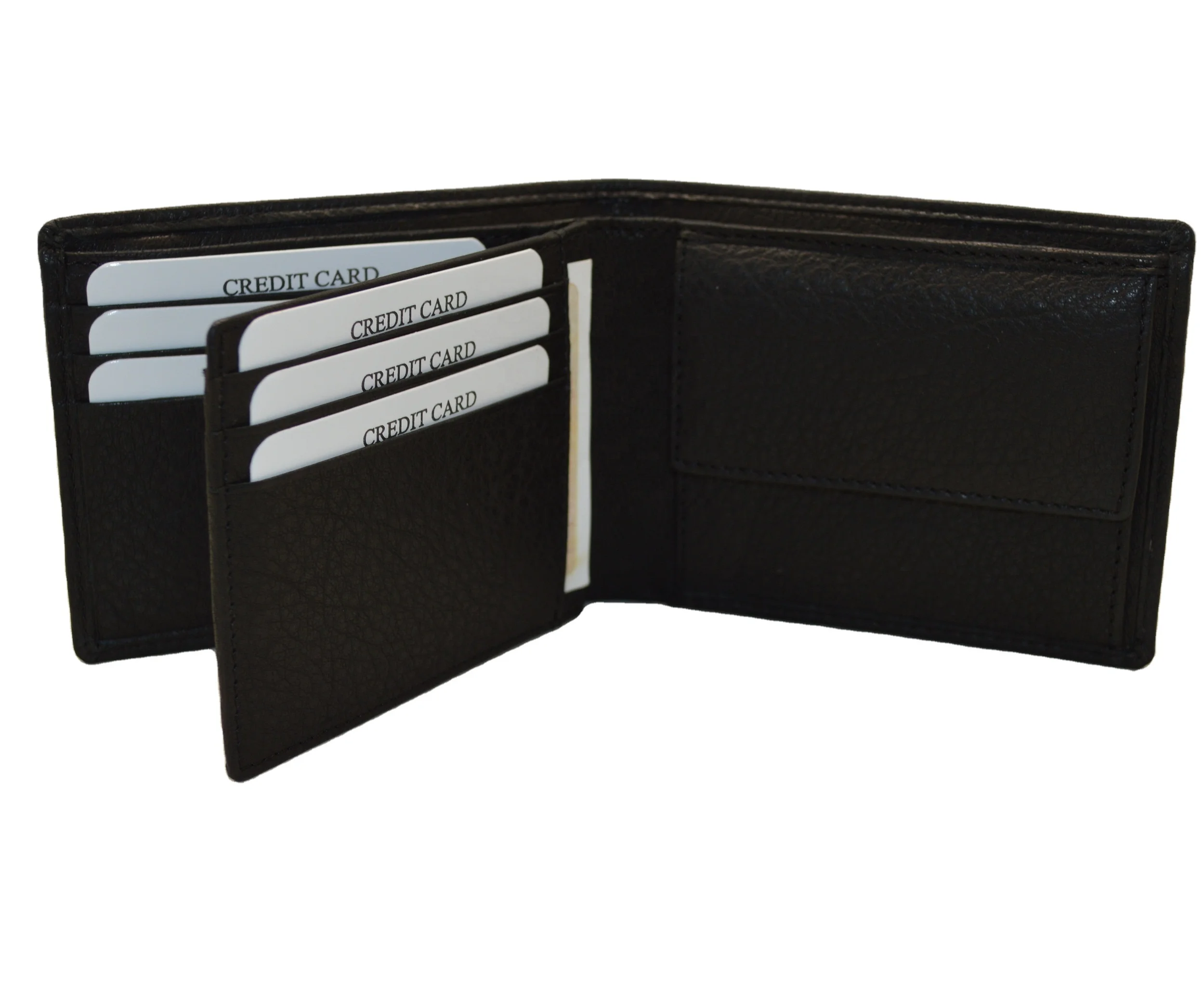 Classic Black Genuine Leather Mens Wallets Custom Your Logo RFID Blocking Slim Minimalist Wallet for Men