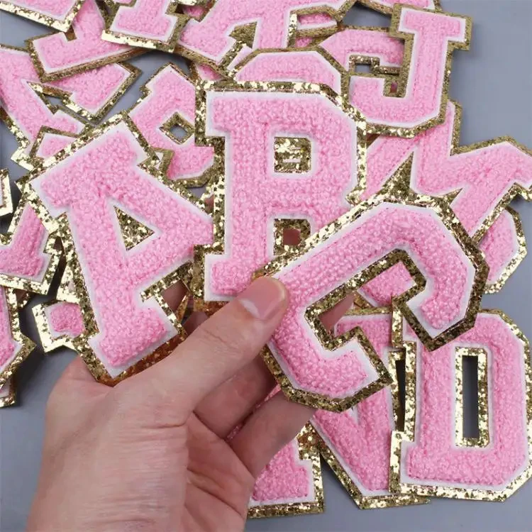 2024 Wholesale Customize High Quality Small Pink Embroidery Logo Chenille Letter Cute Chenille Patches Embroidery Patch Letters