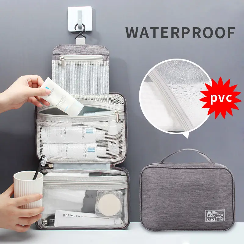 Water-resistant Makeup Cosmetic Bag Travel Organizer for Accessories Toiletry Bag Travel Bag with Hanging Hook