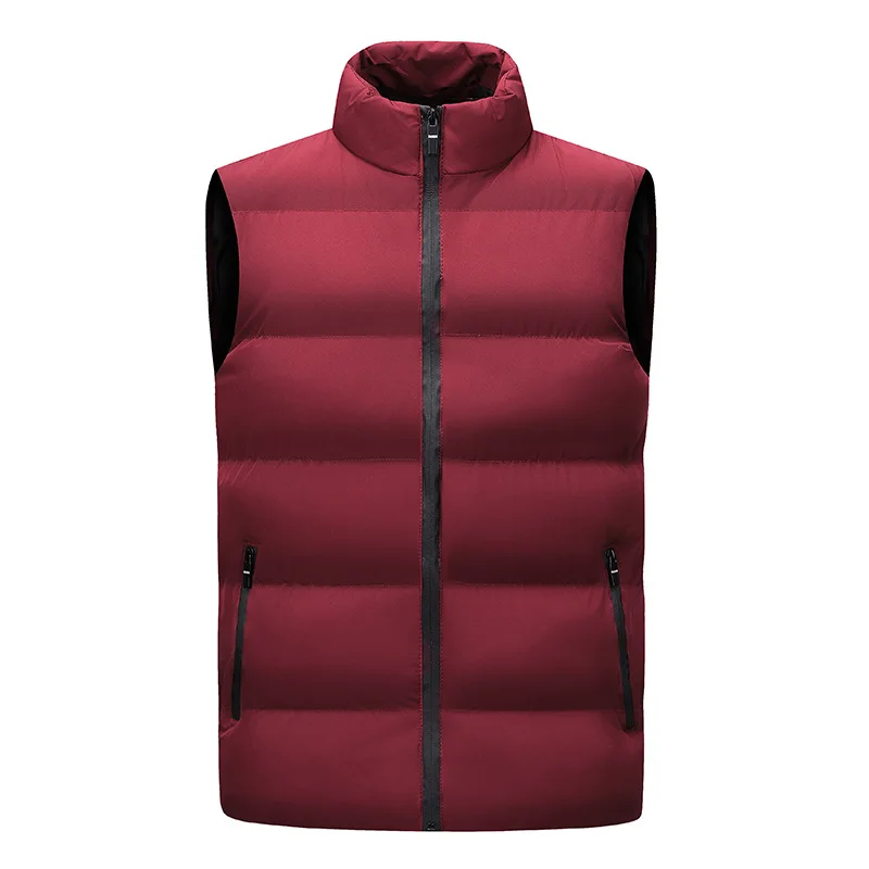 Winter Autumn Thickened Sleeveless Warm Padded Mid Length Vest Jacket For Men