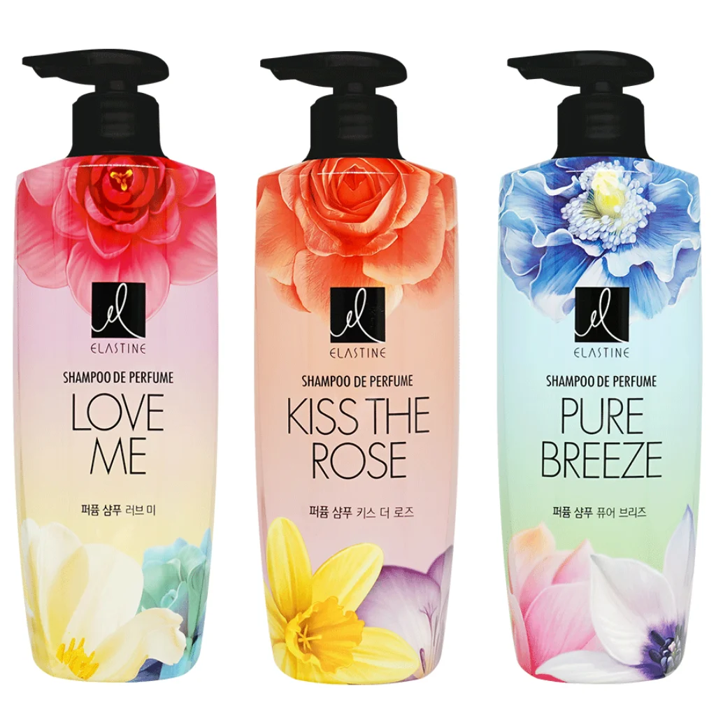 ELASTINE Perfume Shampoo 600ml, Conditioner 600ml, Kiss The Rose, Love Me, Pure Breeze Made In Korea