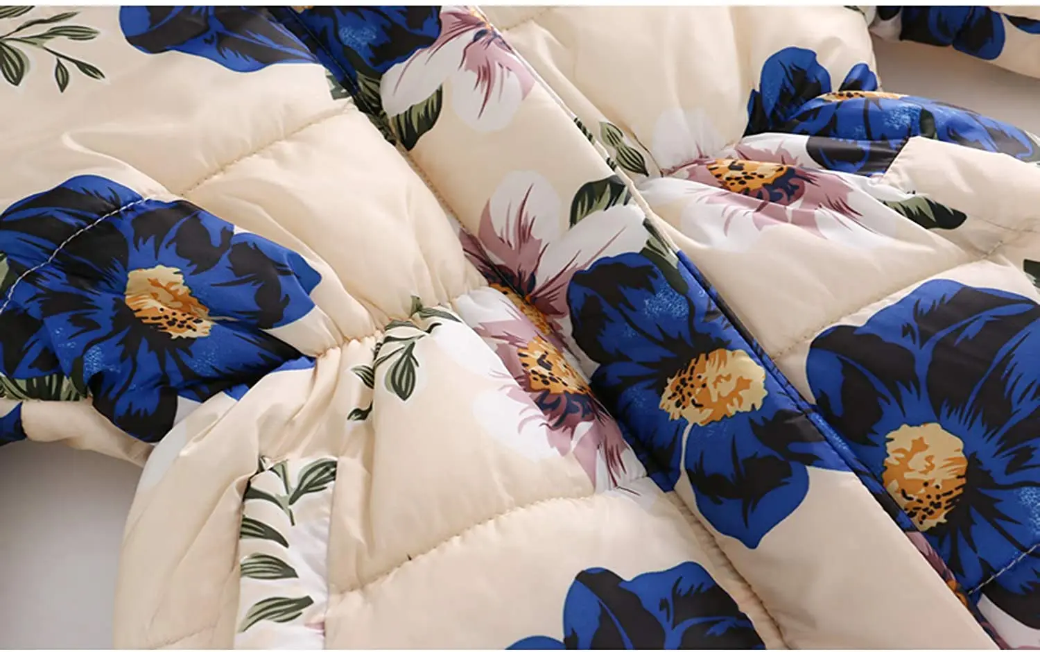 custom Wholesale OEM high quality full print kid winter coat girl with fur hood full pattern print fur hood girls kid sets