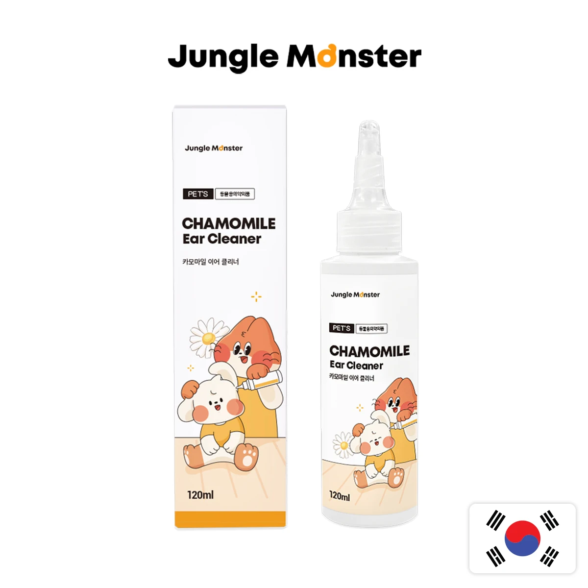 [Junglemonster] ромашки натуральные капли для чистки ушей домашних животных (120 мл)