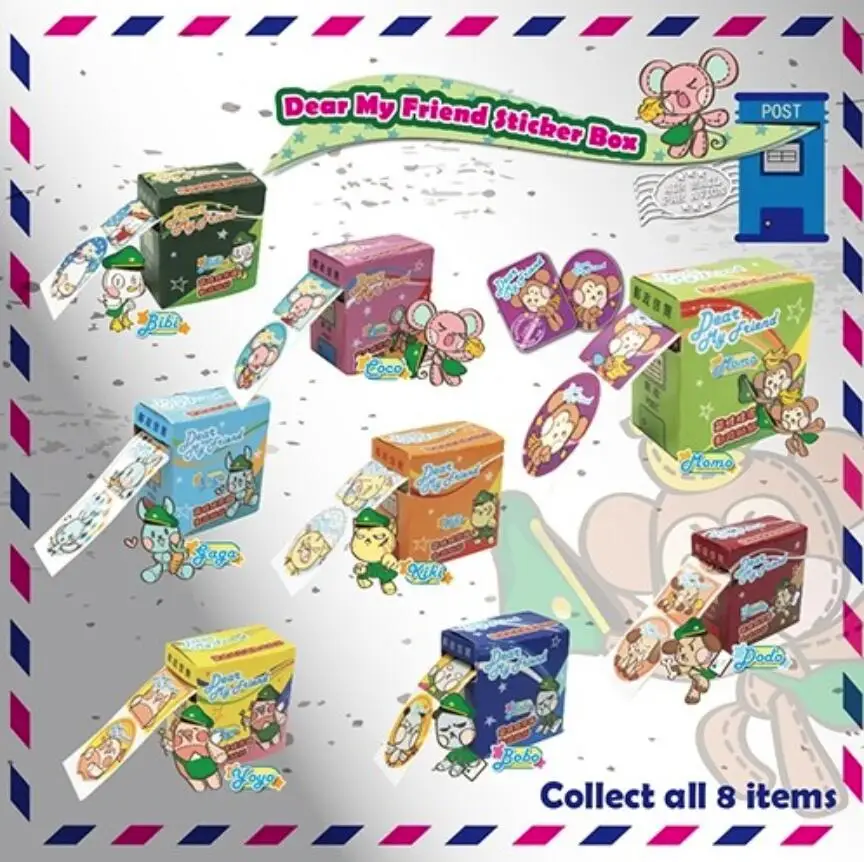 Custom Capsule Toys Cute Animal Paper Full Color Deals Adhesive Cartoon Dear My Friend Stamp Style Stickers for Vending Machines