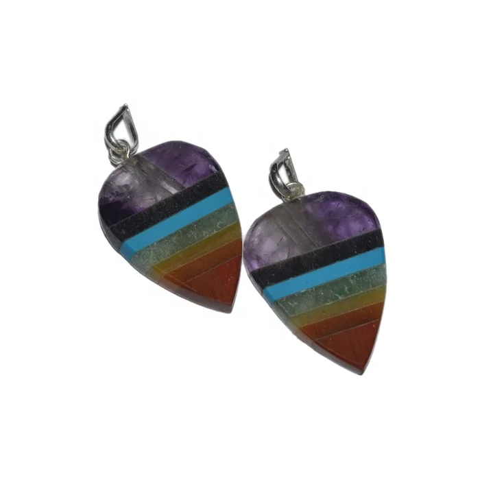 Om Golden 9 Stone Pendants wholesale metal chakra stone pendants