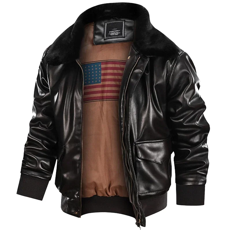 2023 Best Selling Products Leather Bomber Jacket for Men Winter Long Sleeves Leather Bomber Jacket Manufactured By Vitsum Sports