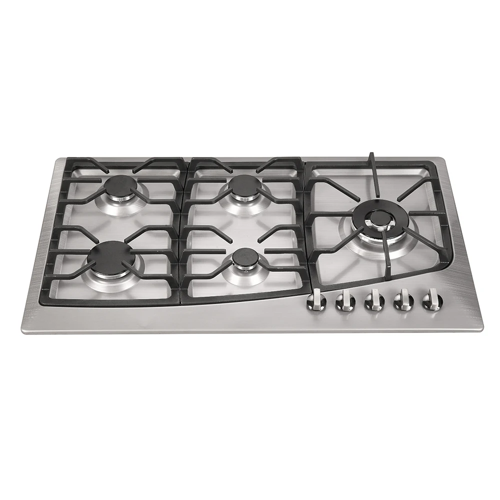 Professional Manufacturer Tempered Glass Stainless Steel 5 Burner Hob Gas Stove