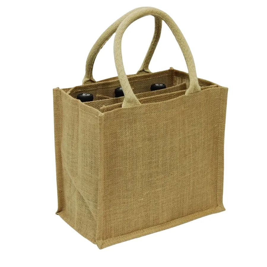 Jute 6 bottle bags jute bag for bottle wine bottle bags