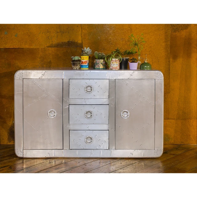 Винтажный промышленный Авиатор боковая панель ТВ стенд для гостиной столовой 3 ящика винтажный авиационный алюминиевый