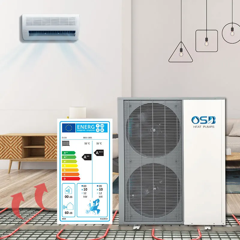 R32 R290 full dc inverter monoblock heat pump monoblock pompa ciepla hvac systems with heat pump for home heating and cooling