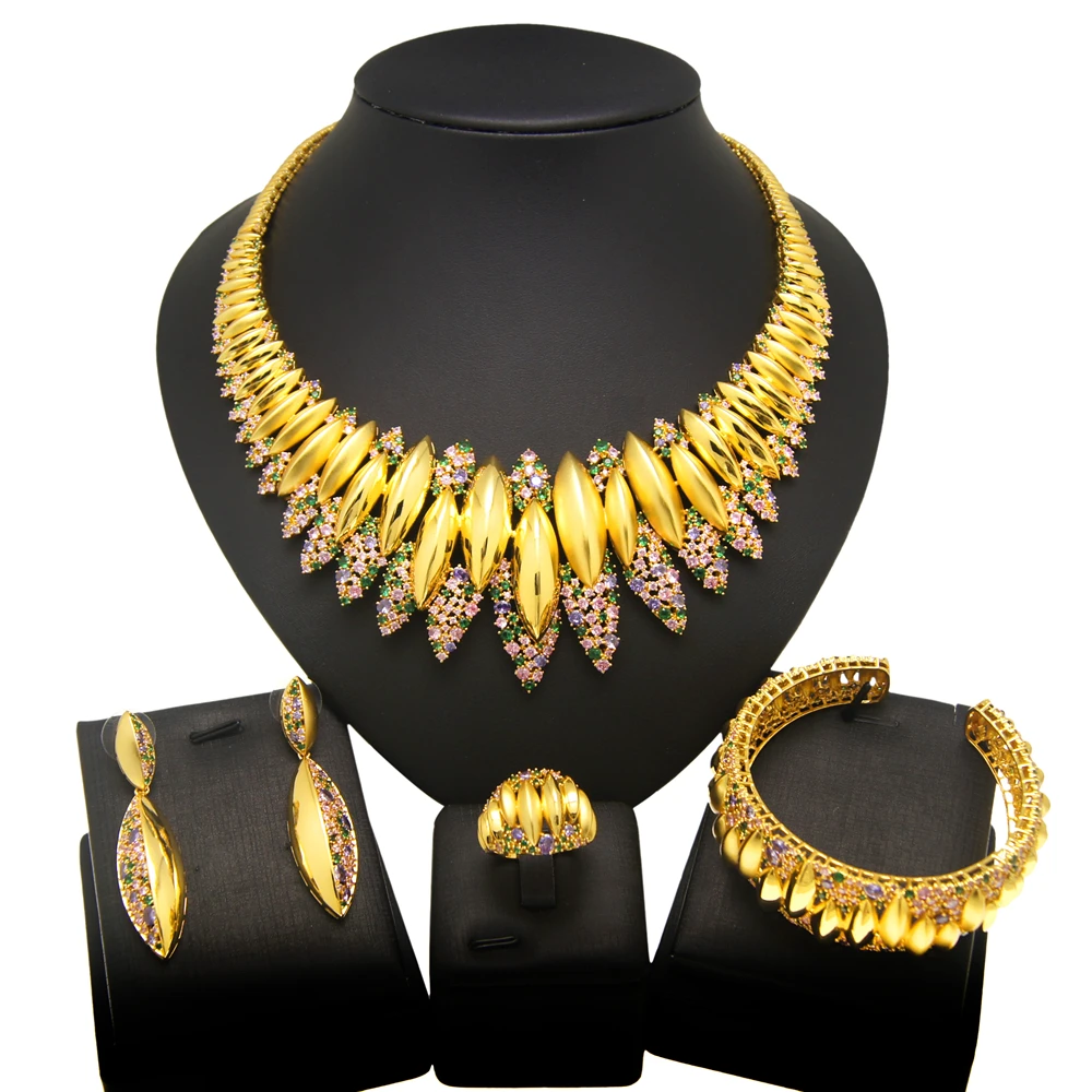 Zhuerrui Luxury Cubic Zirconia Jewelry Set Dubai Women Bridal Wedding Jewelry Sets American Diamond Jewellery Set HZ211201197