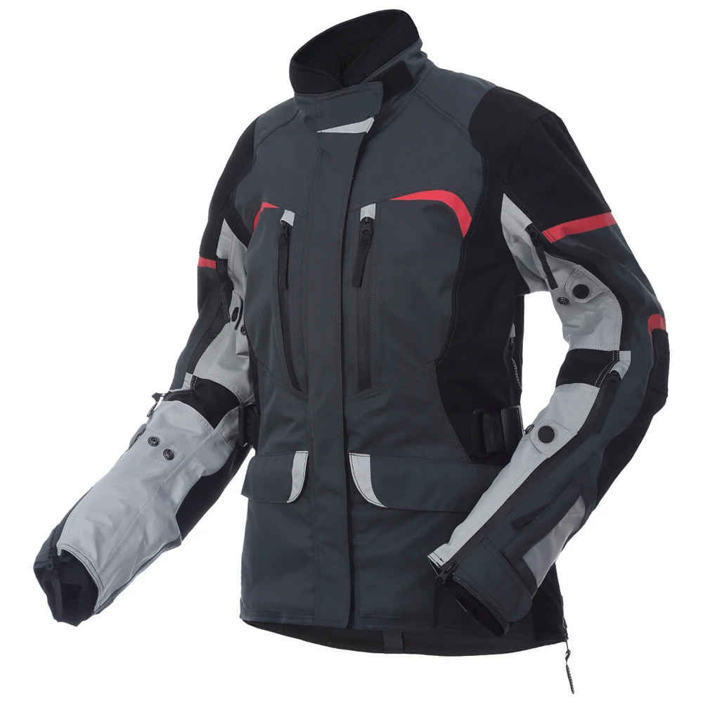 EN17092 ladies textile cordura waterproof motorcycle jacket level 2 protector & adjustable width women motorbike touring jacket