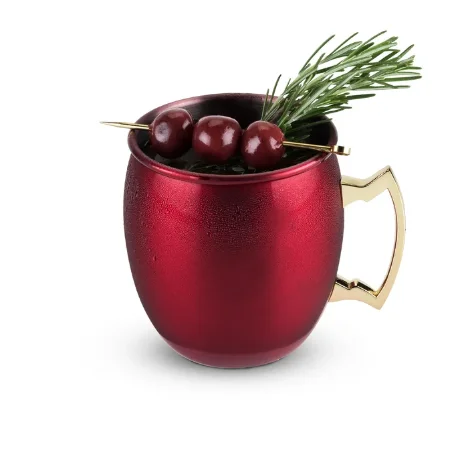 OEM Customized Red Enamel Copper Mug Hotel and Restaurants Standard Drinks Supplier Serving Wine Mug Copper Moscow Mule Cup